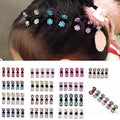 multicolor trending Girls Small Crystal Flowers Metal Hair Claws, Pack of 24pcs